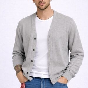 Heritage USA Men’s Cardigan Sweater Size XL Gray Wool Blend Vintage Made In USA